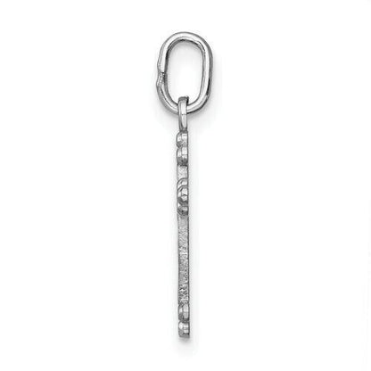 14k White Gold Polished D/C Small Budded Cross Charm