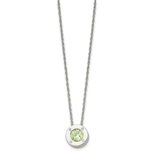 May Birthstone Pendant 20 inch Loose Rope Chain Stainless Steel