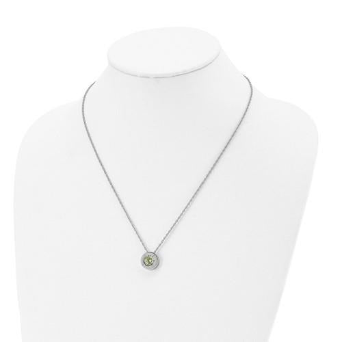 May Birthstone Pendant 20 inch Loose Rope Chain Stainless Steel