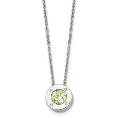 May Birthstone Pendant 20 inch Loose Rope Chain Stainless Steel