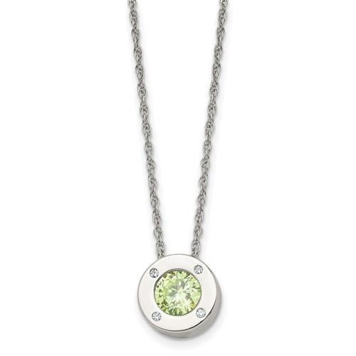 May Birthstone Pendant 20 inch Loose Rope Chain Stainless Steel