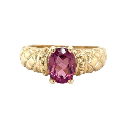 Pink Spinel Solitaire 10k Yellow Gold Ring 3.4g Size 6.75