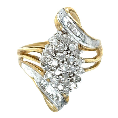 1/2ct Diamond Cocktail 10k Yellow Gold Size 6.75 Ring 4.3g