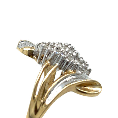1/2ct Diamond Cocktail 10k Yellow Gold Size 6.75 Ring 4.3g