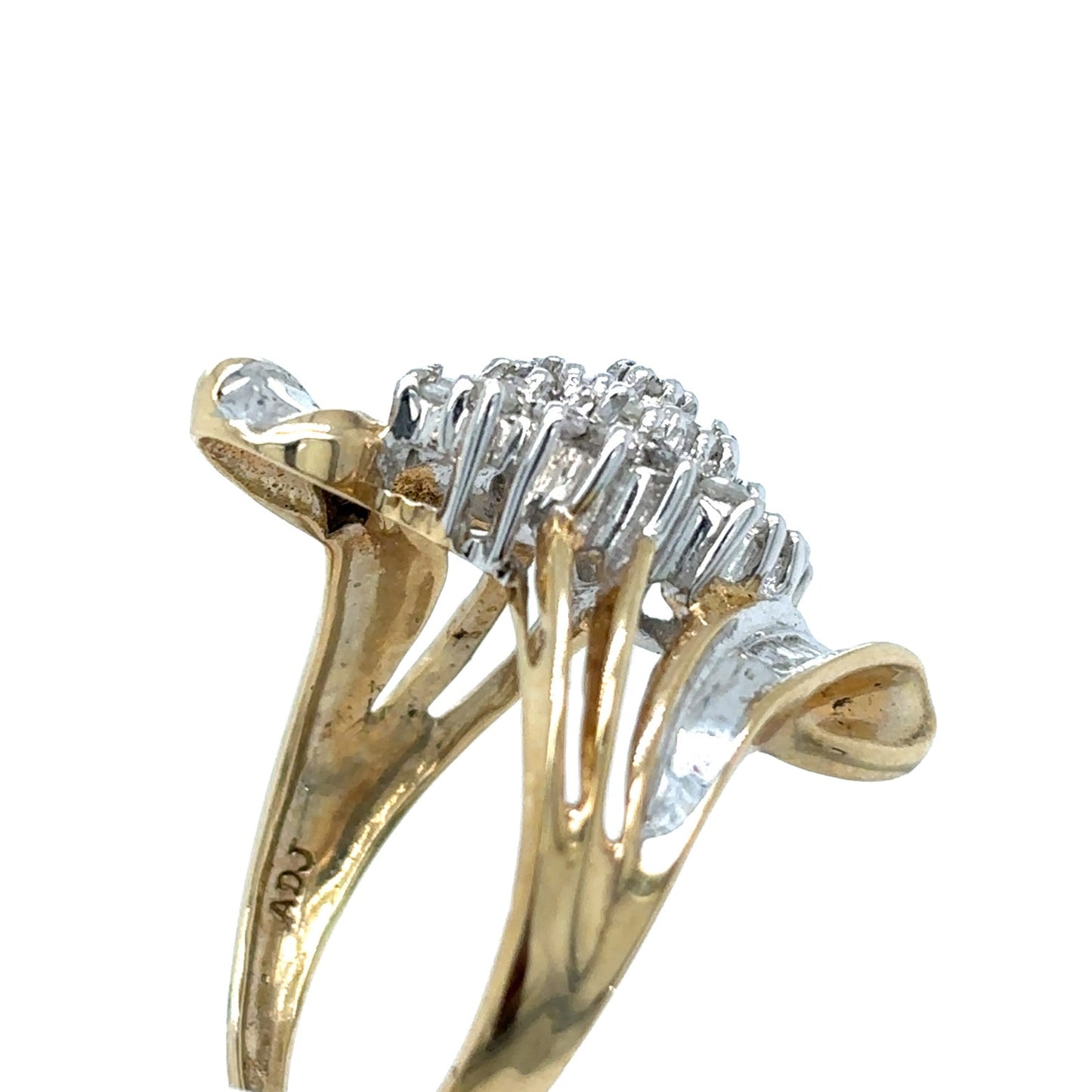 1/2ct Diamond Cocktail 10k Yellow Gold Size 6.75 Ring 4.3g