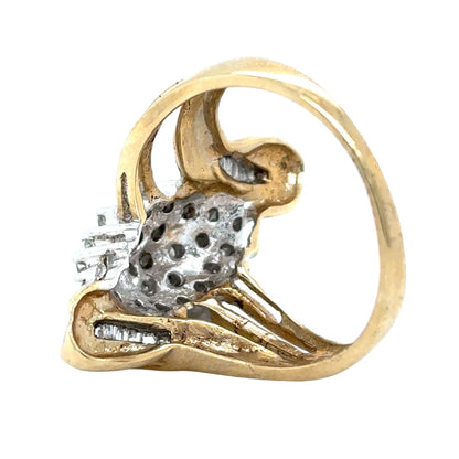 1/2ct Diamond Cocktail 10k Yellow Gold Size 6.75 Ring 4.3g