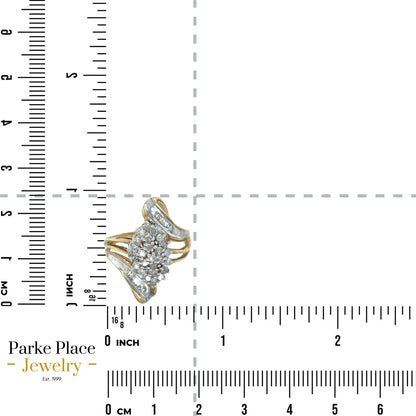 1/2ct Diamond Cocktail 10k Yellow Gold Size 6.75 Ring 4.3g