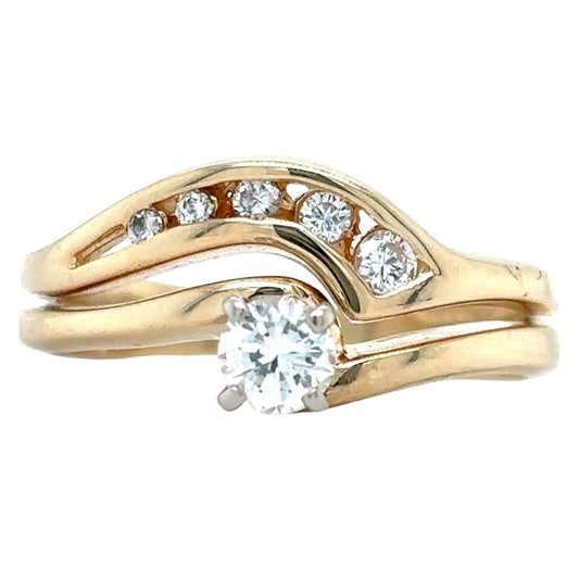 1/4ct Diamond 14k Yellow Gold Size 6.75 Wedding Ring Set 4.2g