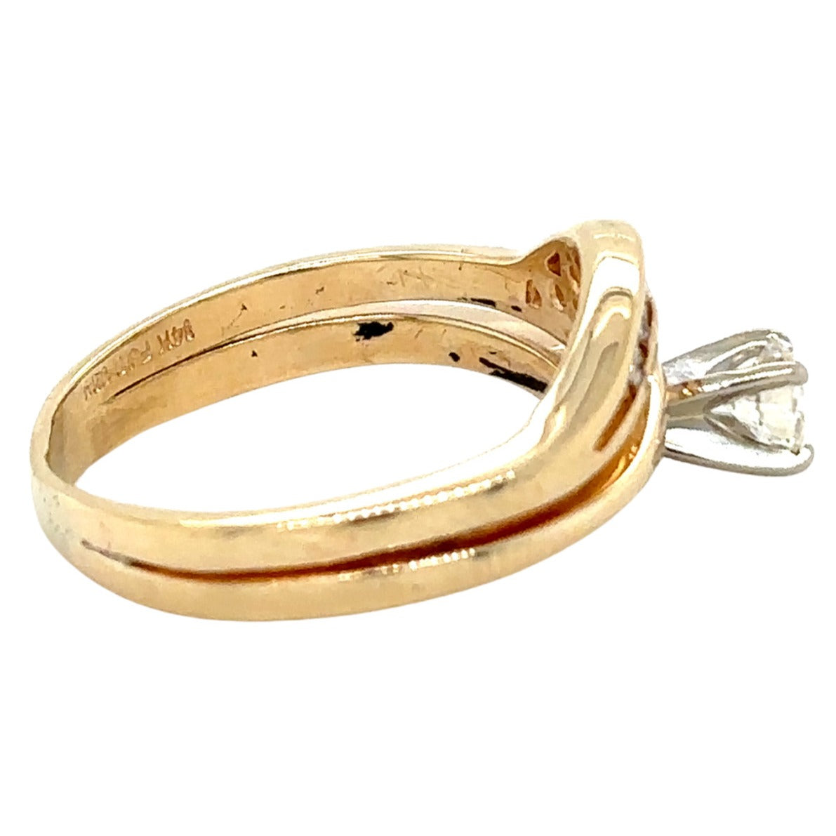 1/4ct Diamond 14k Yellow Gold Size 6.75 Wedding Ring Set 4.2g