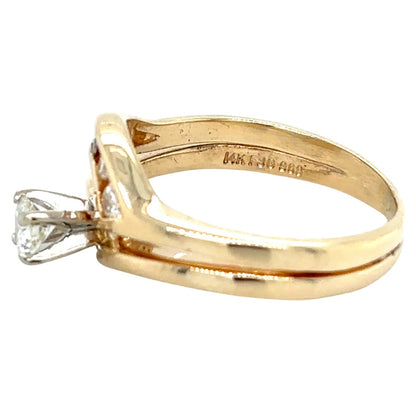 1/4ct Diamond 14k Yellow Gold Size 6.75 Wedding Ring Set 4.2g