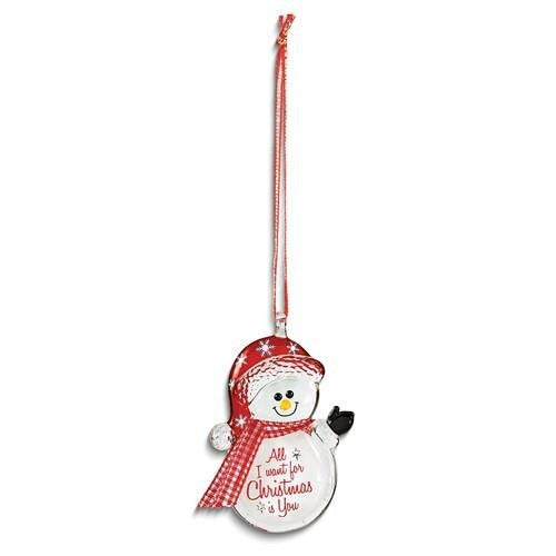 Glass Baron ALL I WANT FOR CHRISTMAS IS YOU Snowman Glass Figurine Ornament