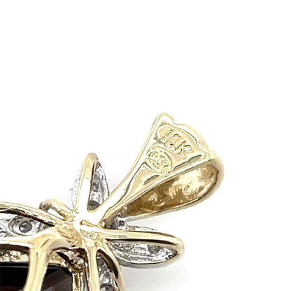 Smokey Quartz & Diamond Pendant Solid 10k Yellow Gold 9.0g