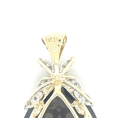 Smokey Quartz & Diamond Pendant Solid 10k Yellow Gold 9.0g