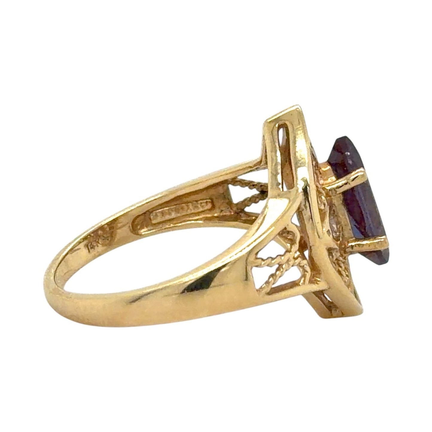 Imitation Alexandrite & Diamond 14k Yellow Gold Ring 4.0g Size 6.5