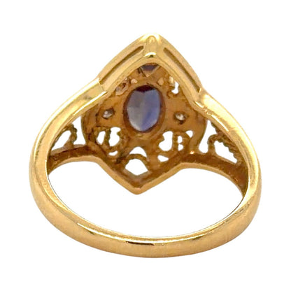 Imitation Alexandrite & Diamond 14k Yellow Gold Ring 4.0g Size 6.5