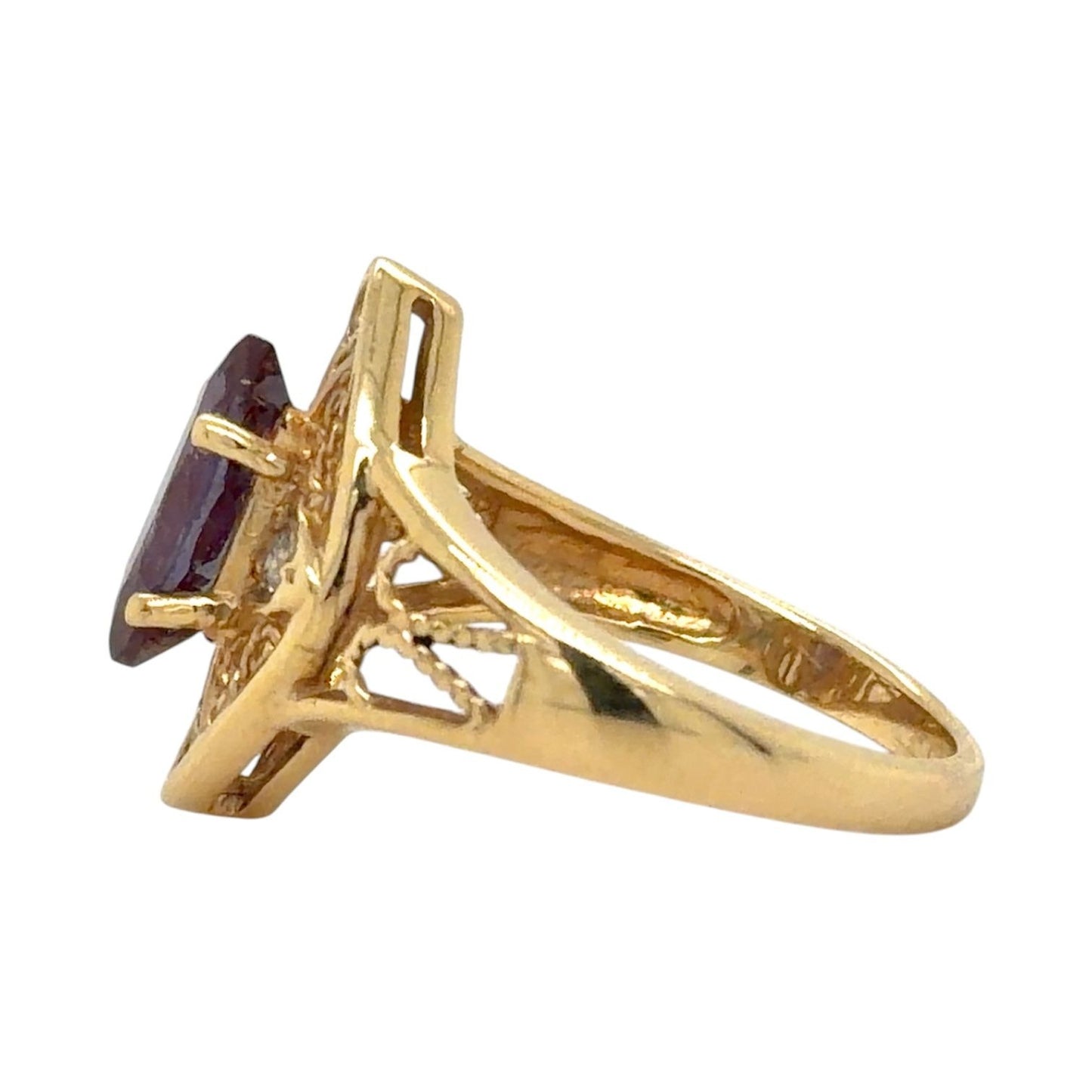 Imitation Alexandrite & Diamond 14k Yellow Gold Ring 4.0g Size 6.5