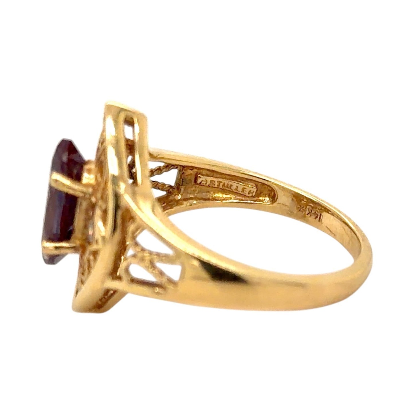 Imitation Alexandrite & Diamond 14k Yellow Gold Ring 4.0g Size 6.5