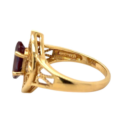 Imitation Alexandrite & Diamond 14k Yellow Gold Ring 4.0g Size 6.5