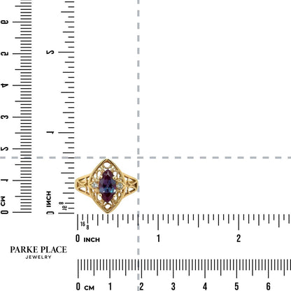 Imitation Alexandrite & Diamond 14k Yellow Gold Ring 4.0g Size 6.5
