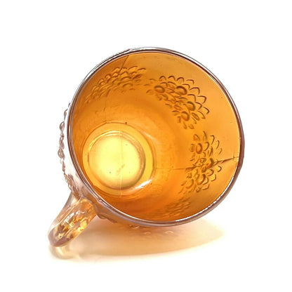 Vintage Carnival Glass Cup Iridescent Marigold Flower Pattern