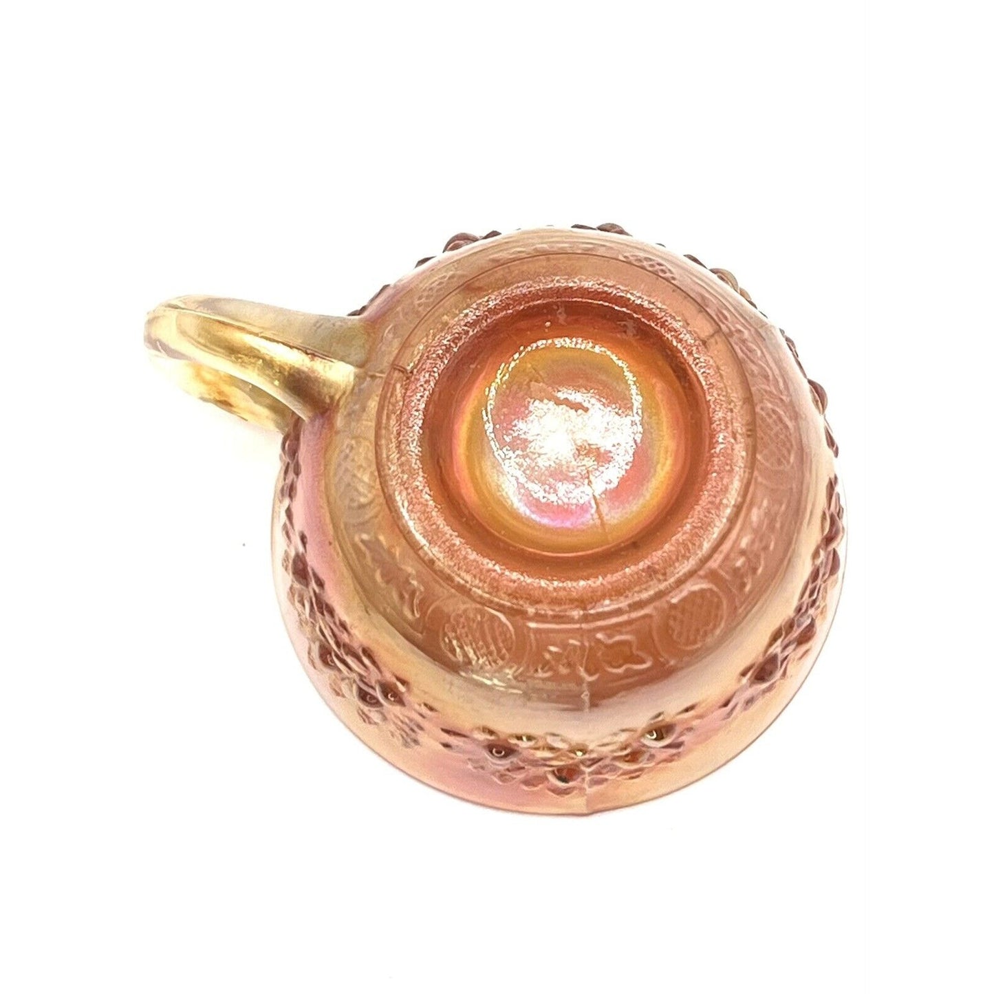 Vintage Carnival Glass Cup Iridescent Marigold Flower Pattern