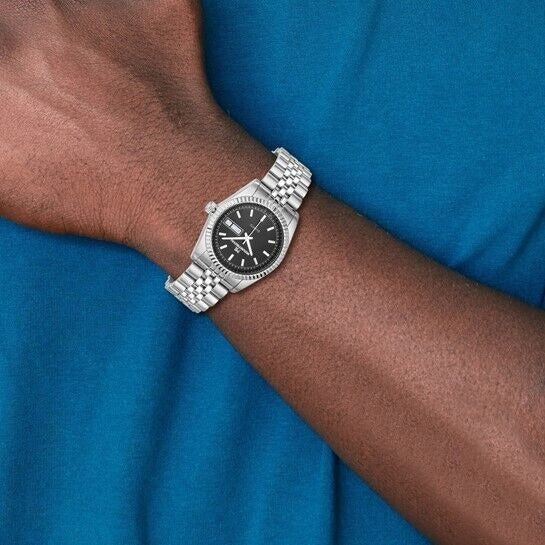 Mens Mountroyal Stainless Steel Black Dial Quartz Wrist Watch