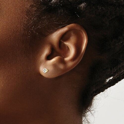 14k Yellow Gold Madi K Polished Reversible Cubic Zirconia and 5mm Ball Earrings