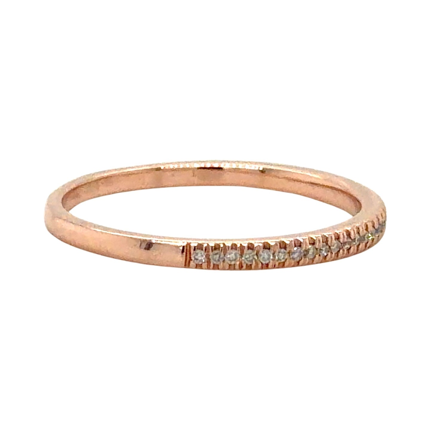 1/10ctw Diamond 14k Rose Gold 1.4mm Band Ring 1.4g Size 6.5