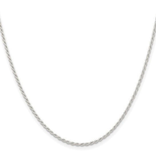 Sterling Silver Rope Chain Necklace 1.5mm 30"