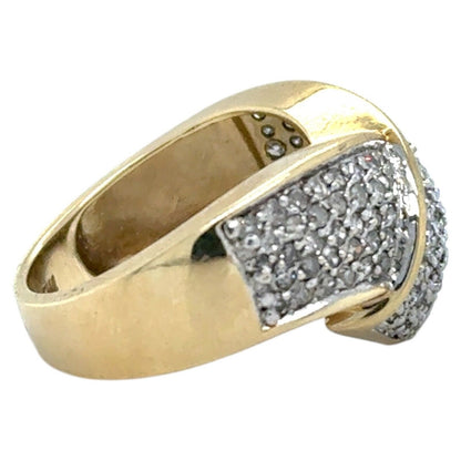 1ctw Diamond Cocktail Cluster Band 10k Yellow Gold Ring 5.9g Size 7.25
