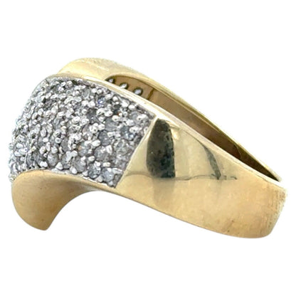 1ctw Diamond Cocktail Cluster Band 10k Yellow Gold Ring 5.9g Size 7.25
