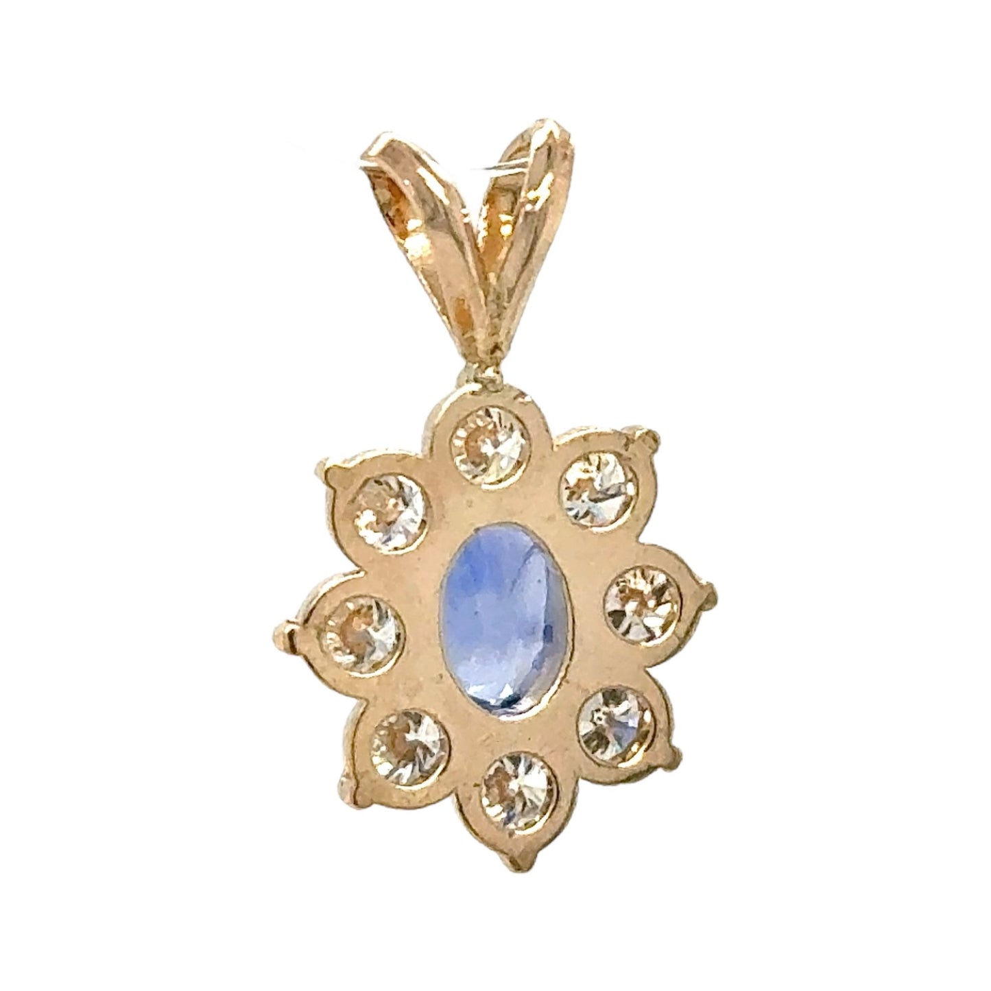 1ct Sapphire & 1/2ct Diamond 14k Yellow Gold Pendant 1.8g