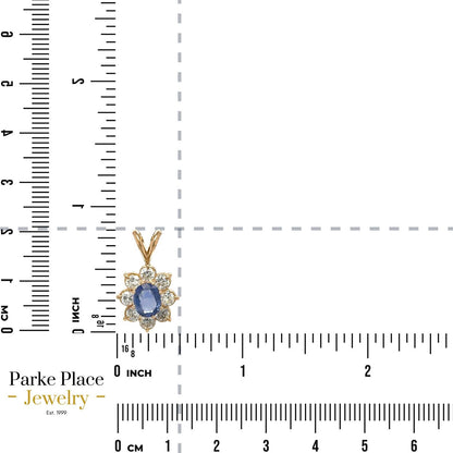1ct Sapphire & 1/2ct Diamond 14k Yellow Gold Pendant 1.8g