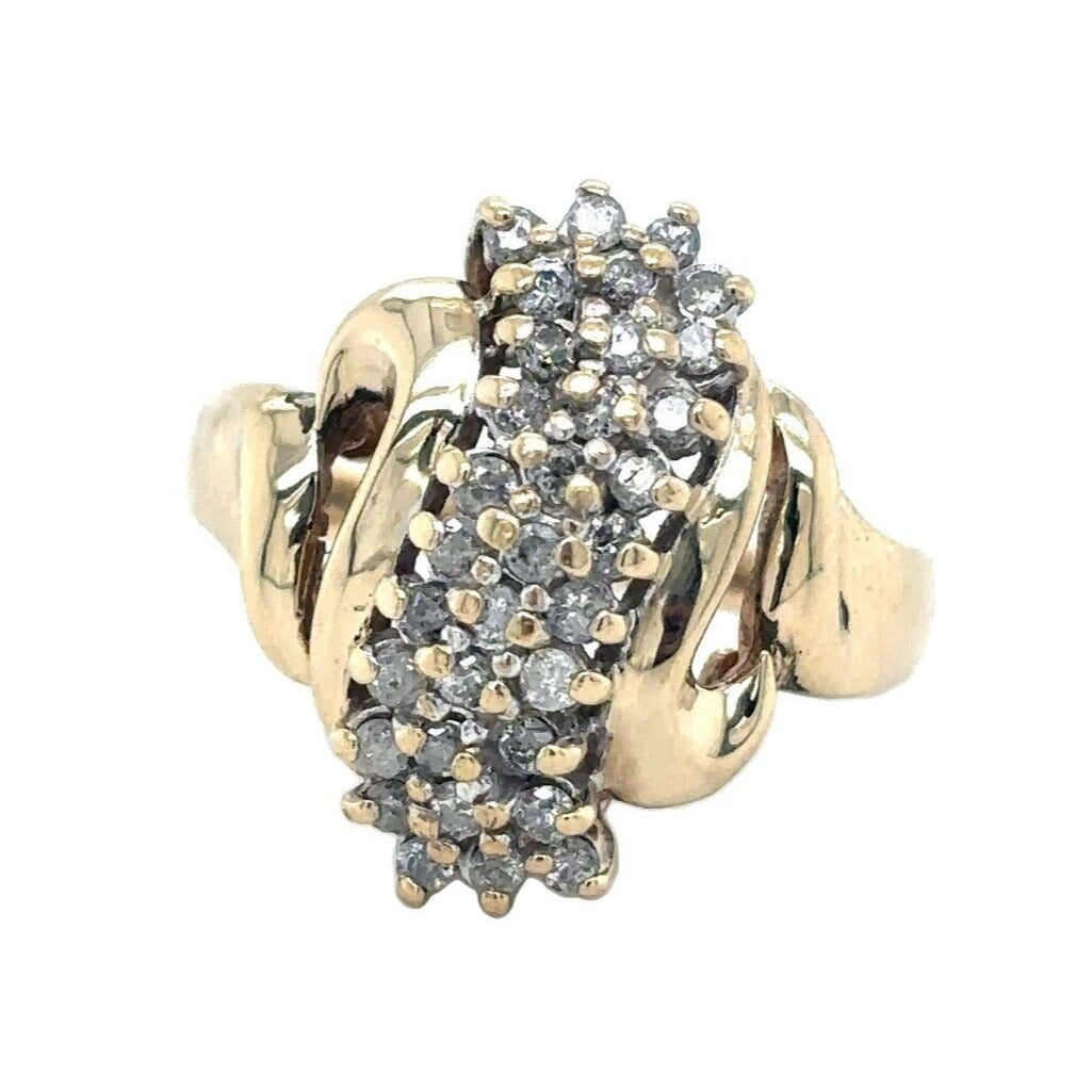 10k Yellow Gold 1/2ctw Diamond Cocktail Ring 5.1g Size 6.75