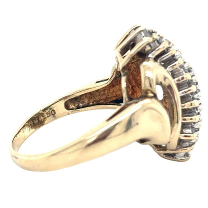 10k Yellow Gold 1/2ctw Diamond Cocktail Ring 5.1g Size 6.75
