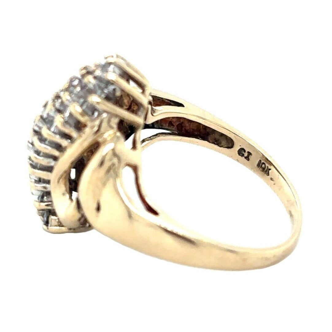 10k Yellow Gold 1/2ctw Diamond Cocktail Ring 5.1g Size 6.75