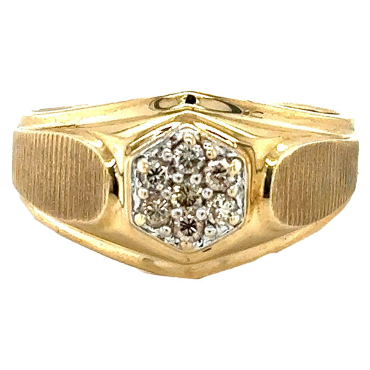 1/10ct Men’s Champagne Diamond 10k Yellow Gold Ring 4.2g Size 12