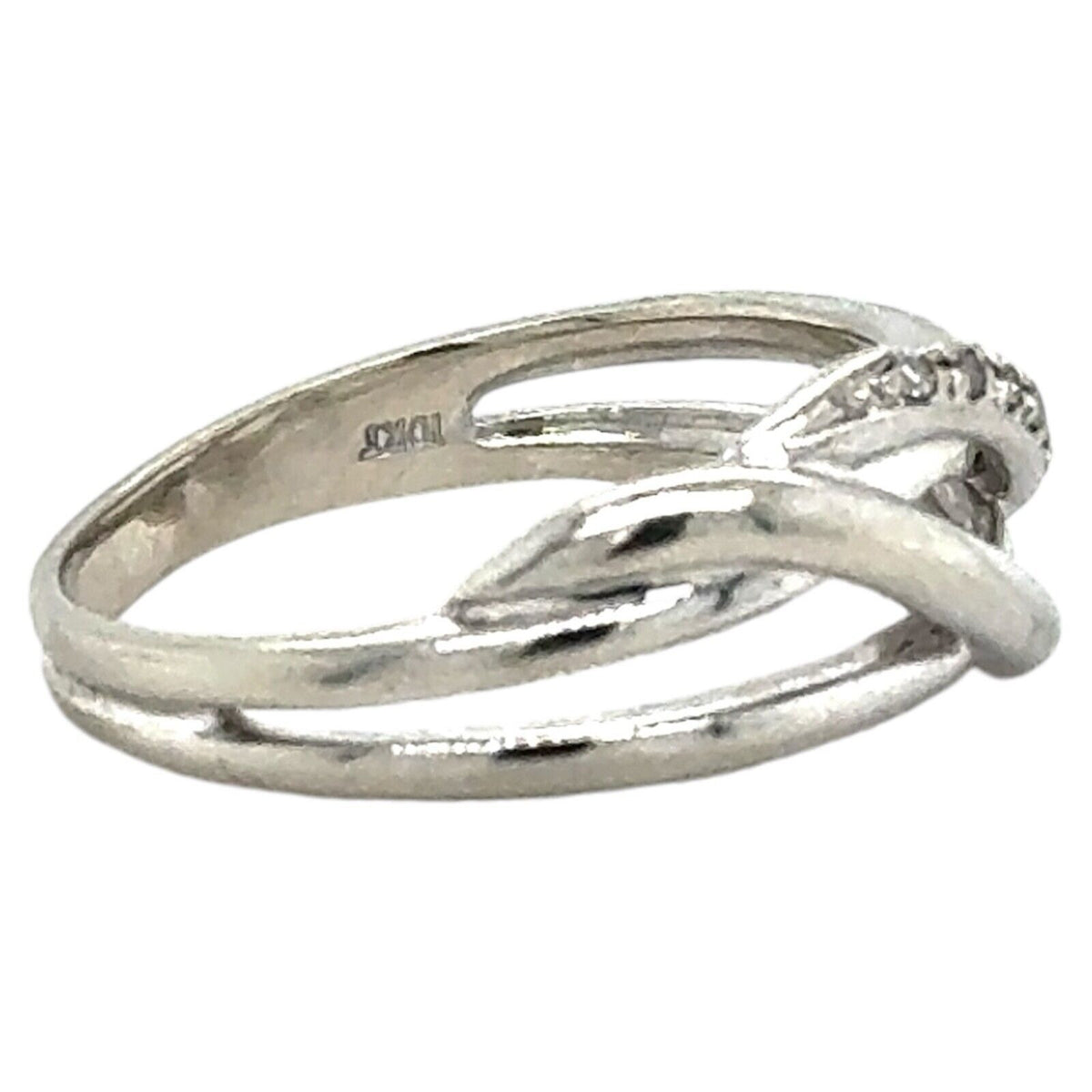 Diamond 10k White Gold Twisting Ring 4.6g Size 9.5