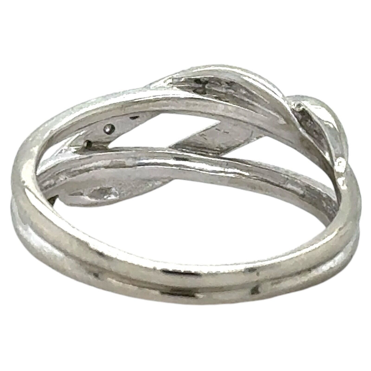 Diamond 10k White Gold Twisting Ring 4.6g Size 9.5