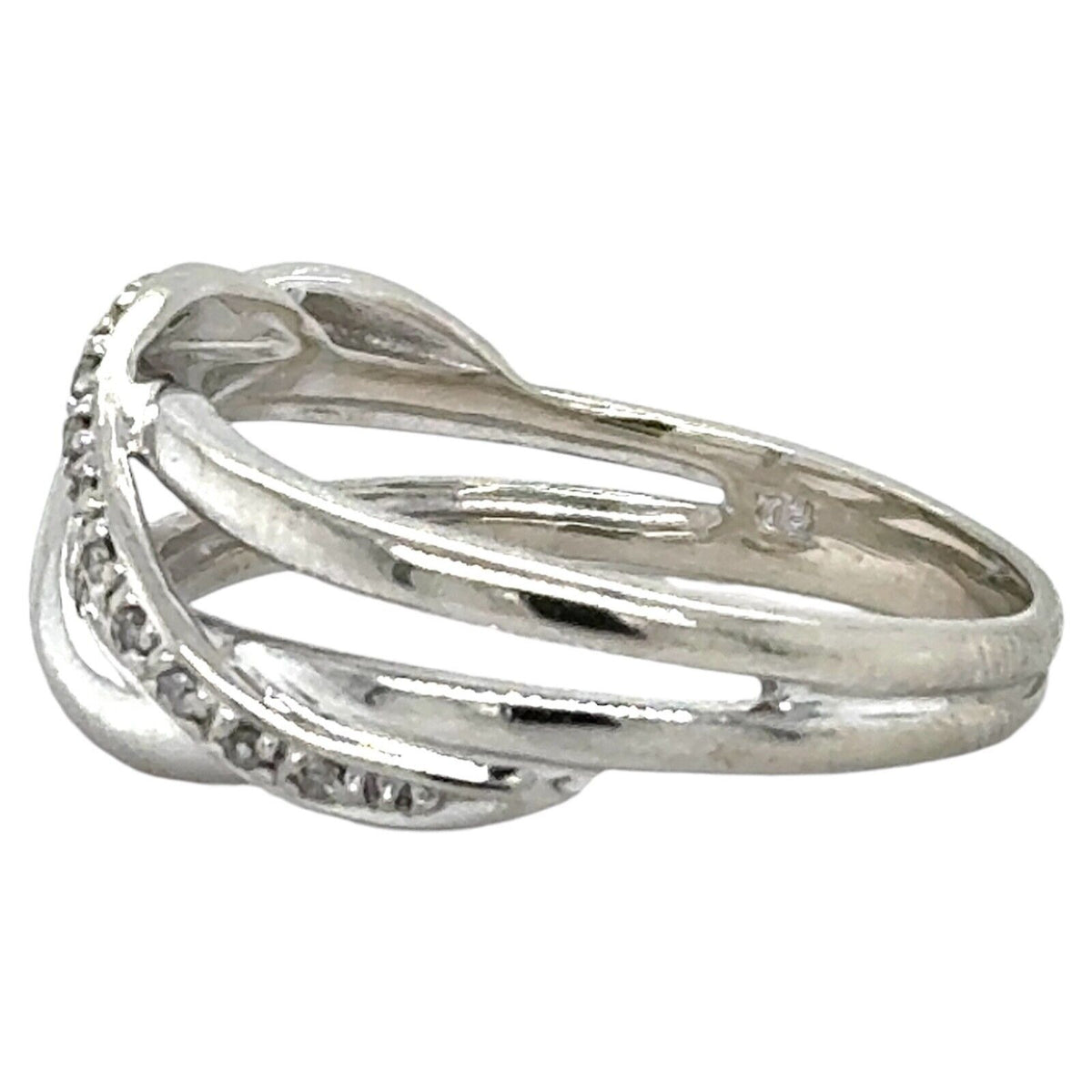 Diamond 10k White Gold Twisting Ring 4.6g Size 9.5