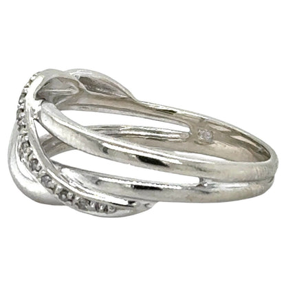 Diamond 10k White Gold Twisting Ring 4.6g Size 9.5
