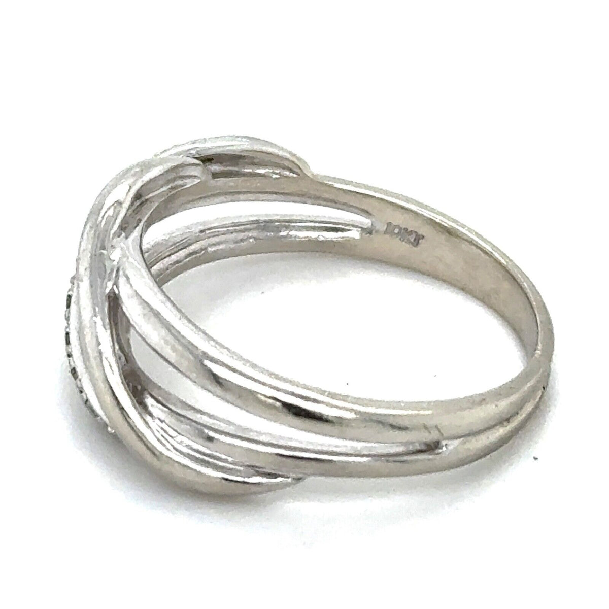 Diamond 10k White Gold Twisting Ring 4.6g Size 9.5
