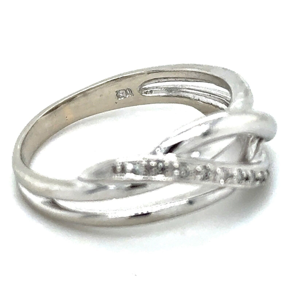 Diamond 10k White Gold Twisting Ring 4.6g Size 9.5