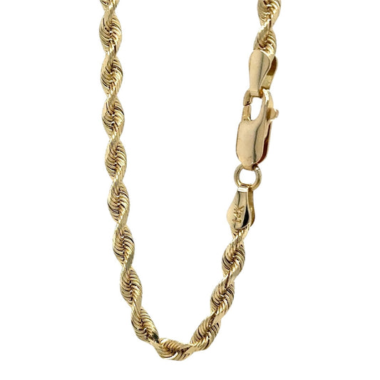 3mm 14k Yellow Gold 20 inch Rope Chain 12.7g