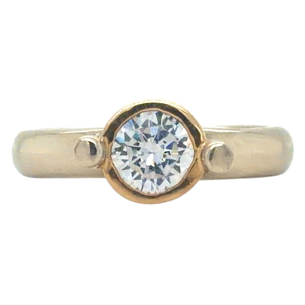 Cubic Zirconia Solitaire 14k Two-Tone Gold Ring 8.2g Size 6.5