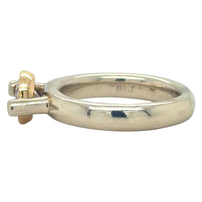 Cubic Zirconia Solitaire 14k Two-Tone Gold Ring 8.2g Size 6.5