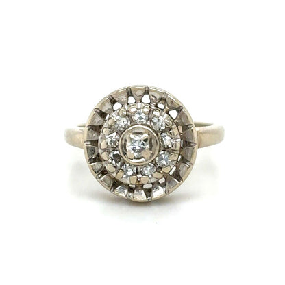 14K White Gold Diamond Halo Ring 1/4ctw 5.7g Size 4.25