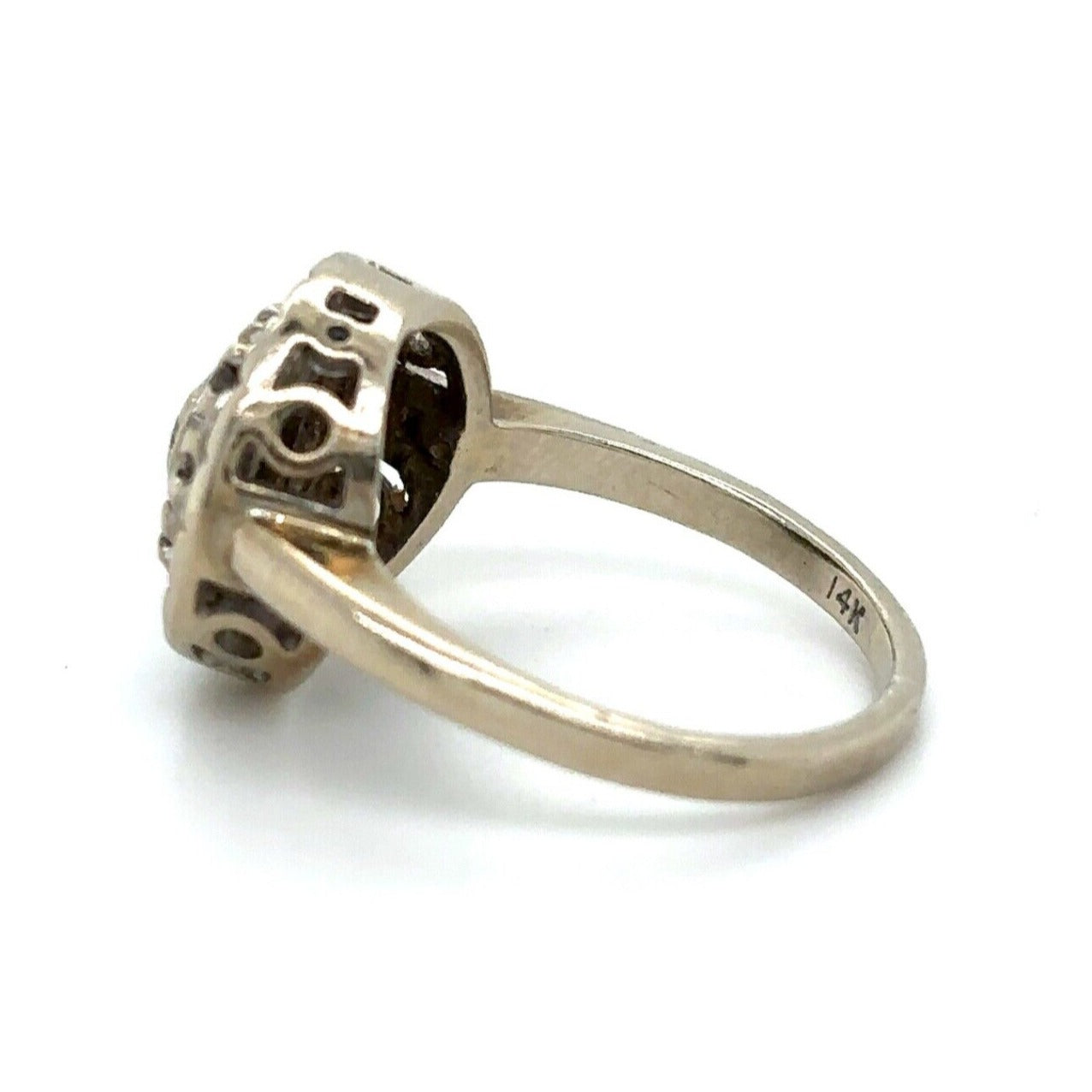 14K White Gold Diamond Halo Ring 1/4ctw 5.7g Size 4.25