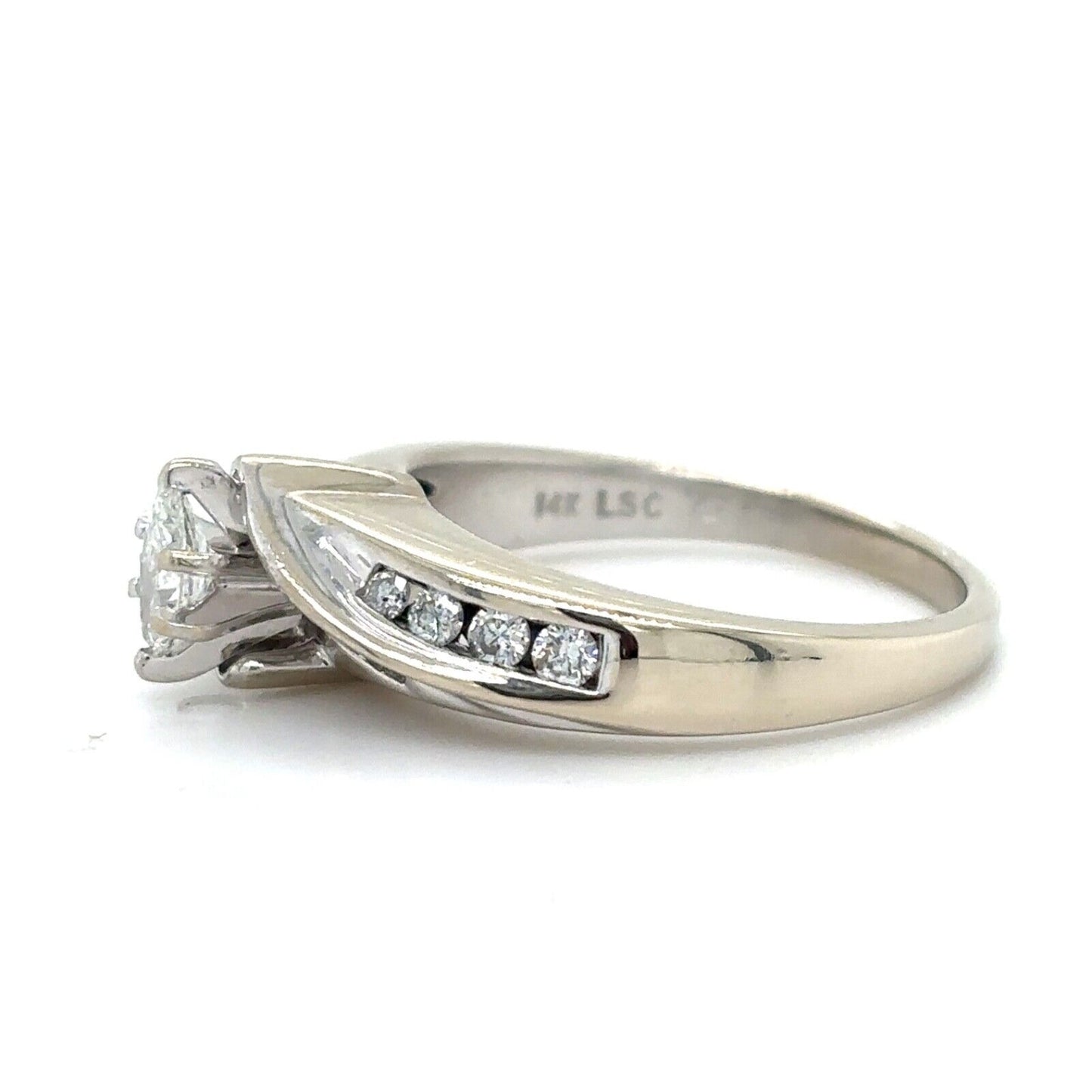 14k White Gold Engagement Ring Marquise Diamond & Accent Size 7 4.9g