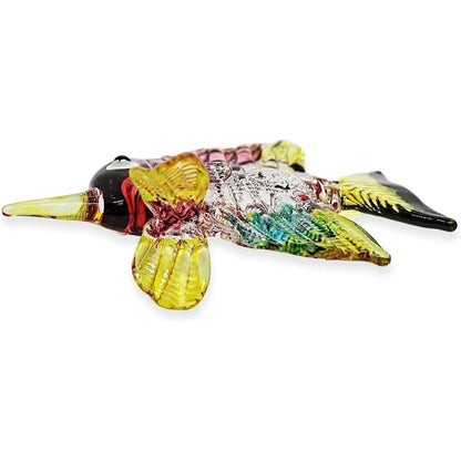 Handcrafted 2¾" Blown Glass Butterflyfish Figurine Vibrant Red & Yellow Aquarium-Themed Art Decor